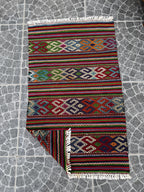 Vintage Turkish Kilim Rug: Handwoven Wool Bohemian Area Rug (2.62x4.36 ft)