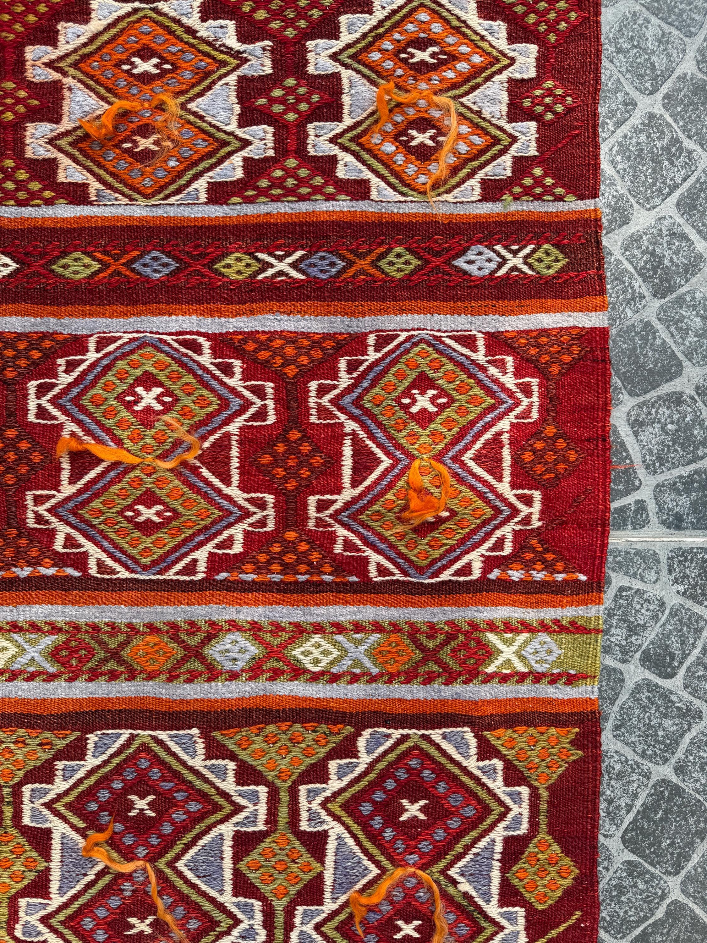 Vintage Turkish Kilim Rug, Handwoven Boho Decor (2.73x3.77 ft)