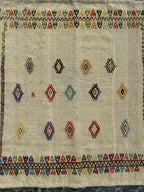 Handwoven Turkish Kilim Rug, Bohemian Geometric Accent Rug (2.89x2.95 ft)