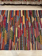 Vintage Turkish Kilim Rug, Boho Geometric Wool Area Rug (4.6 x 7.7 ft)