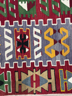 Vintage Turkish Kilim Rug, Boho Area Rug, Handwoven Wool (4.1 x 6.7 ft)