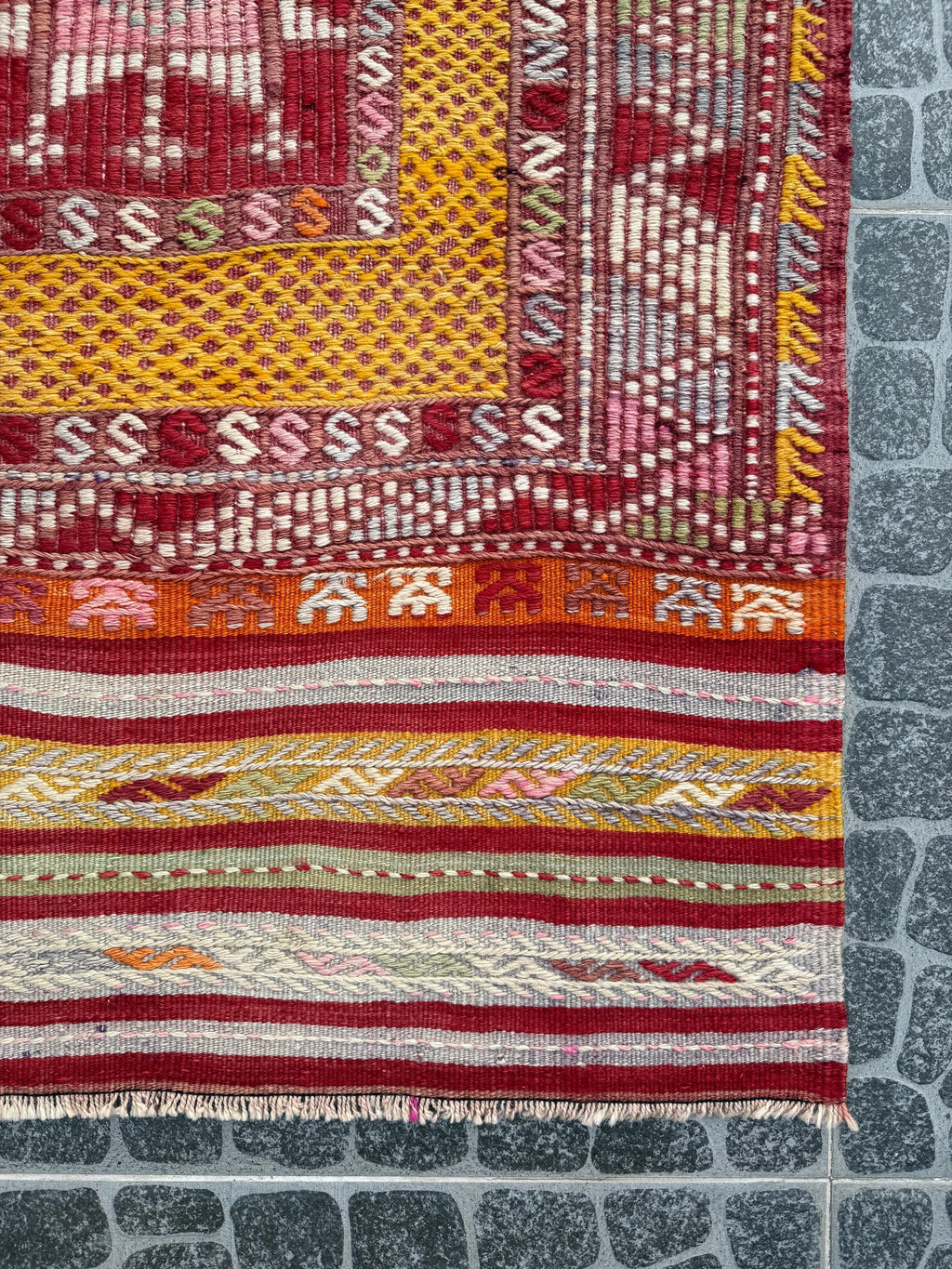 Vintage Fethiye Cicim Kilim Rug – Handwoven Turkish Rug (2.92x4.53 ft)