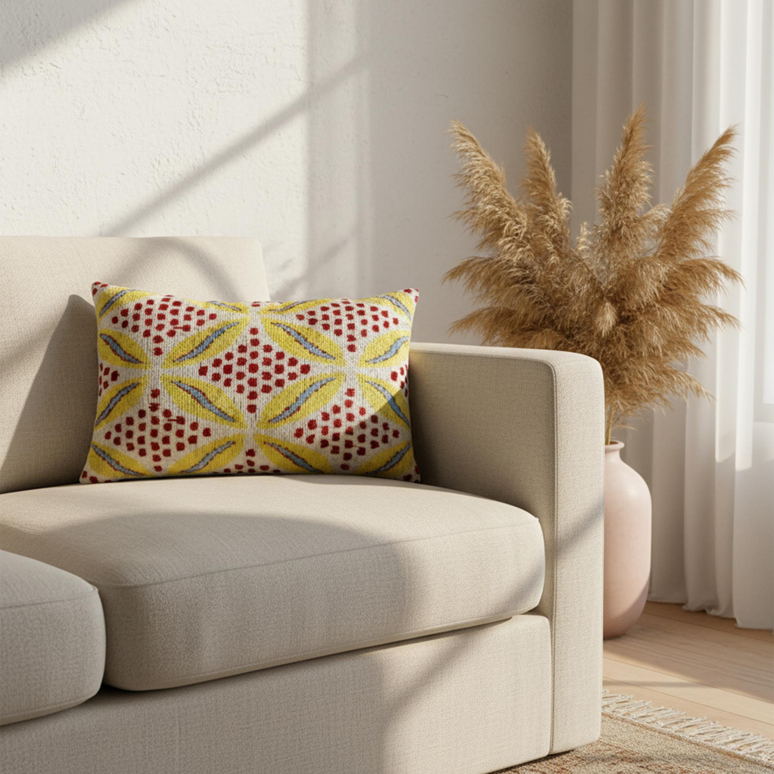 Yellow Red Blue Velvet Pillow Cover 16x24