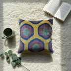 Yellow, Blue & Purple Ikat Pillow Cover 16x24
