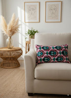 Pink Green and Black Velvet Pillow Cover 16x24