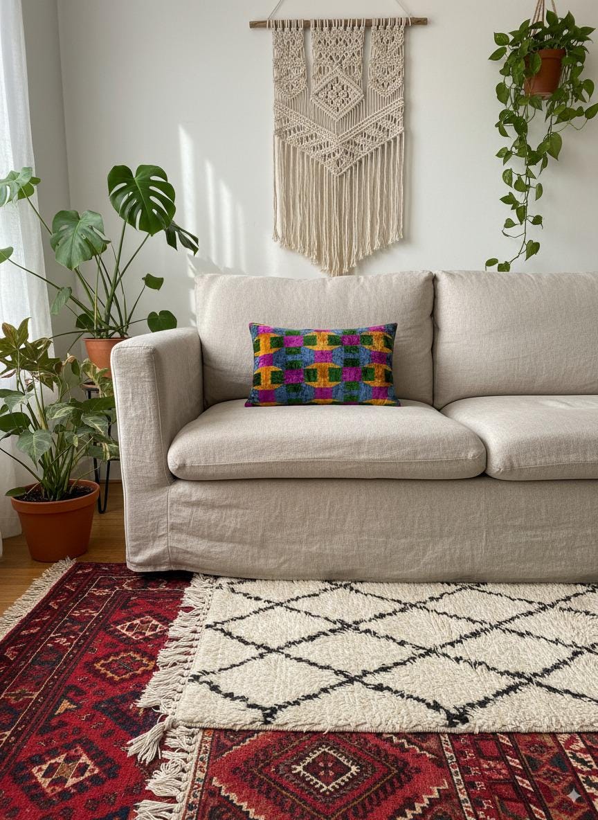 Yellow Pink Green Blue Velvet Pillow Cover 16x24