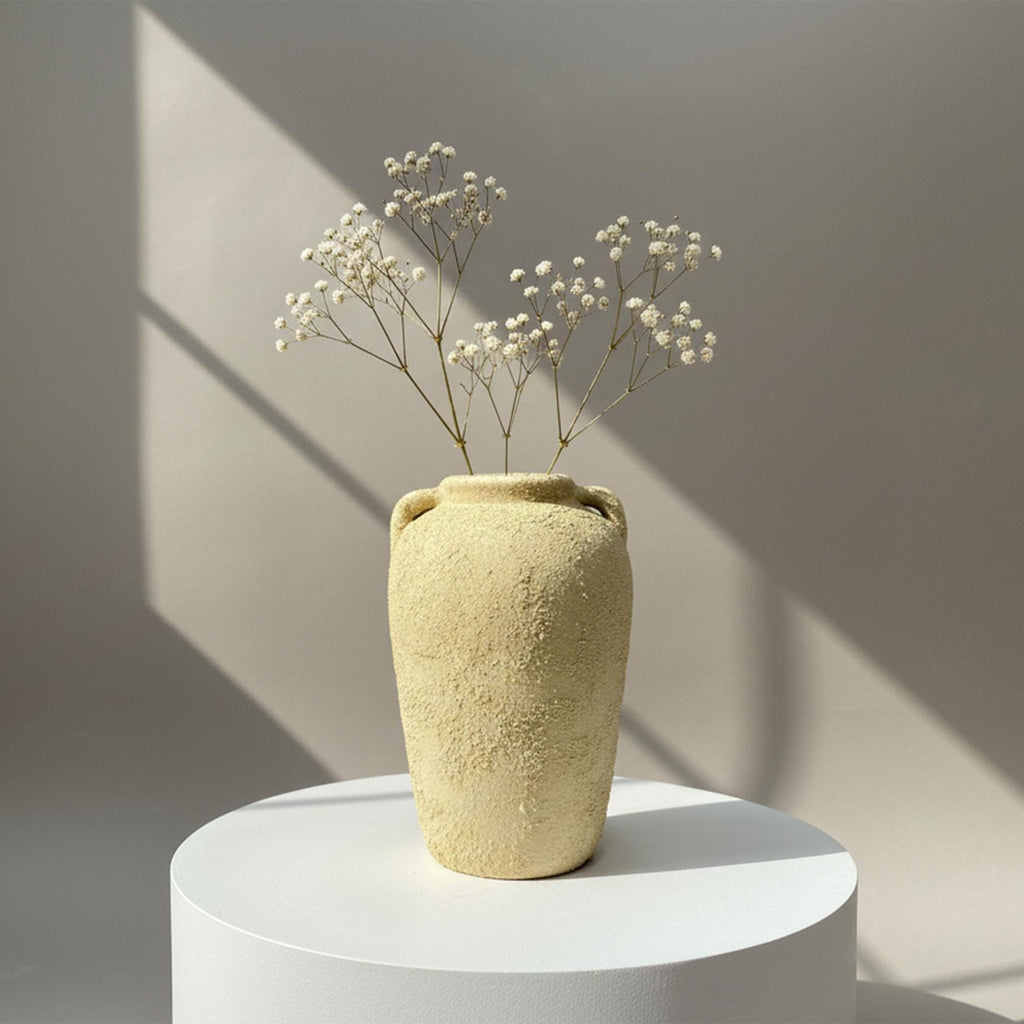 Handmade Ceramic Beige  Vase 7x10.6