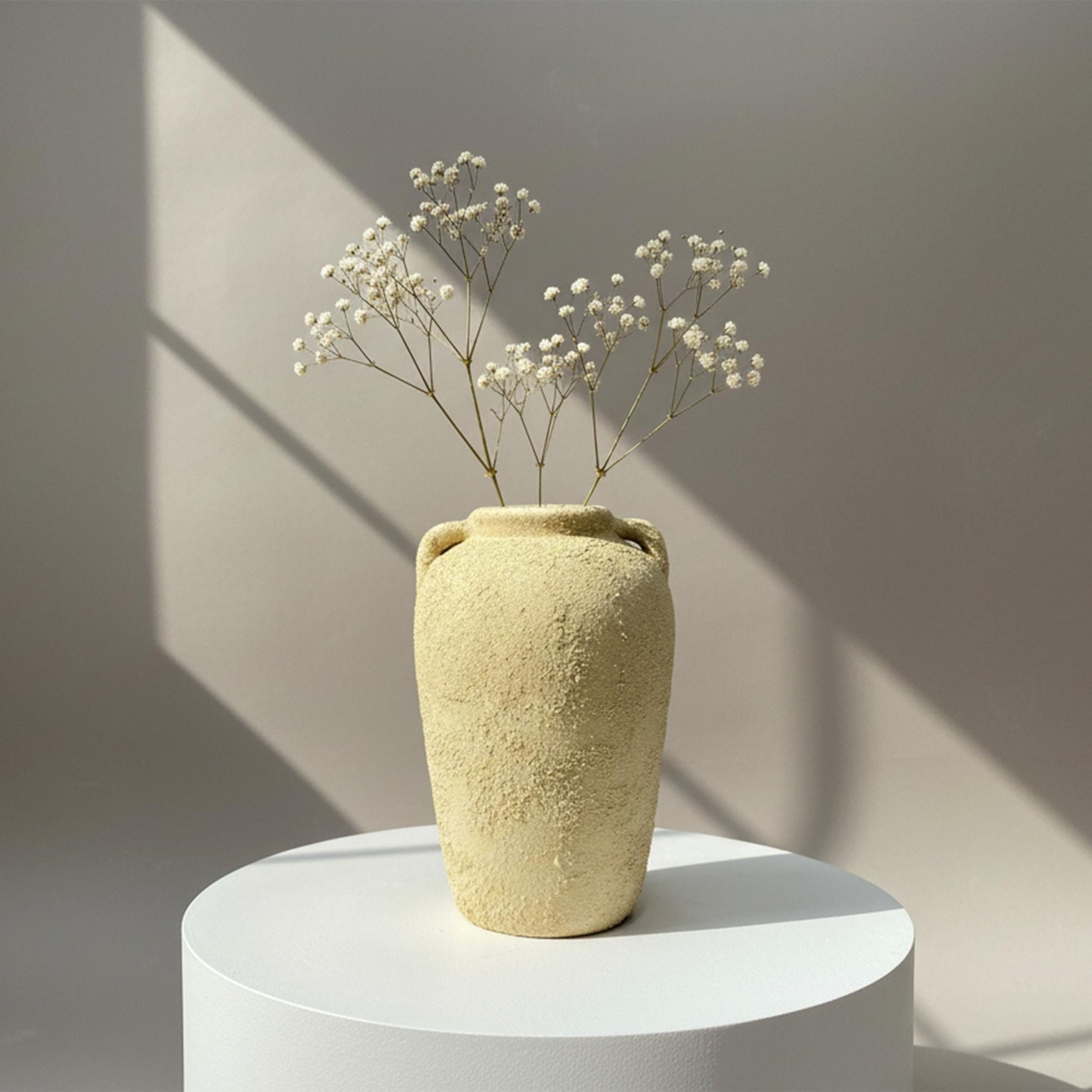 Handmade Ceramic Beige  Vase 7x10.6