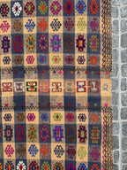 Vintage Turkish Kilim Rug, Bohemian Woven Area Rug (2.33x7.22 ft)