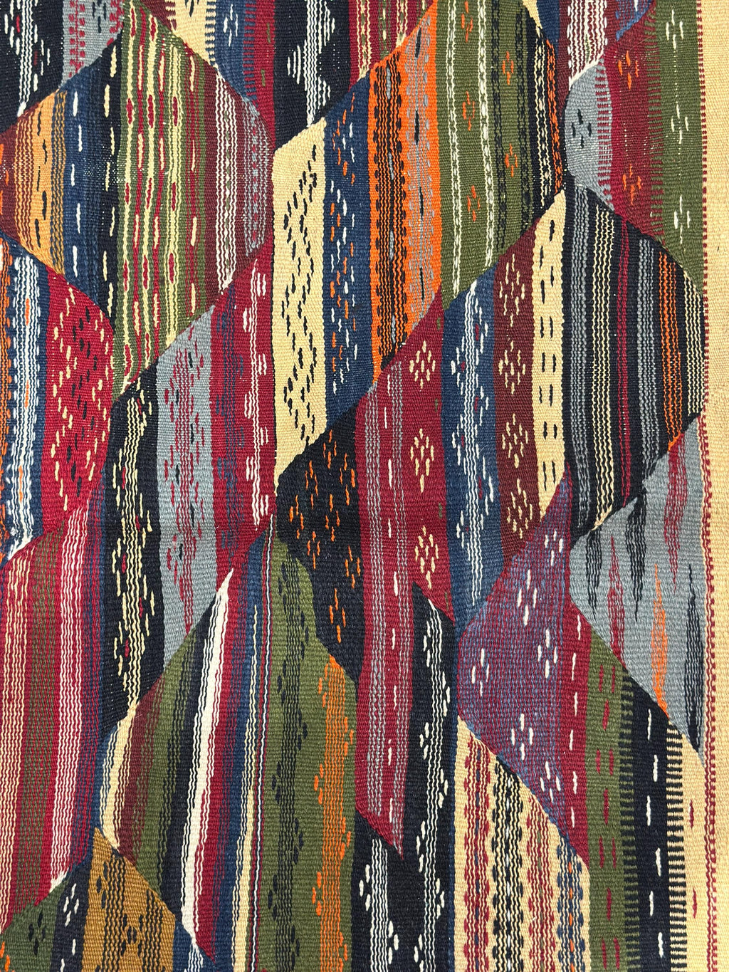 Vintage Turkish Kilim Rug, Boho Geometric Wool Area Rug (4.6 x 7.7 ft)