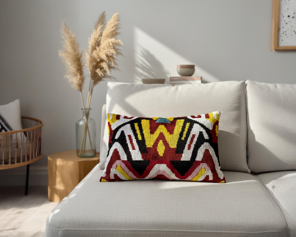 Red Yellow Black Velvet Pillow Cover 16x24