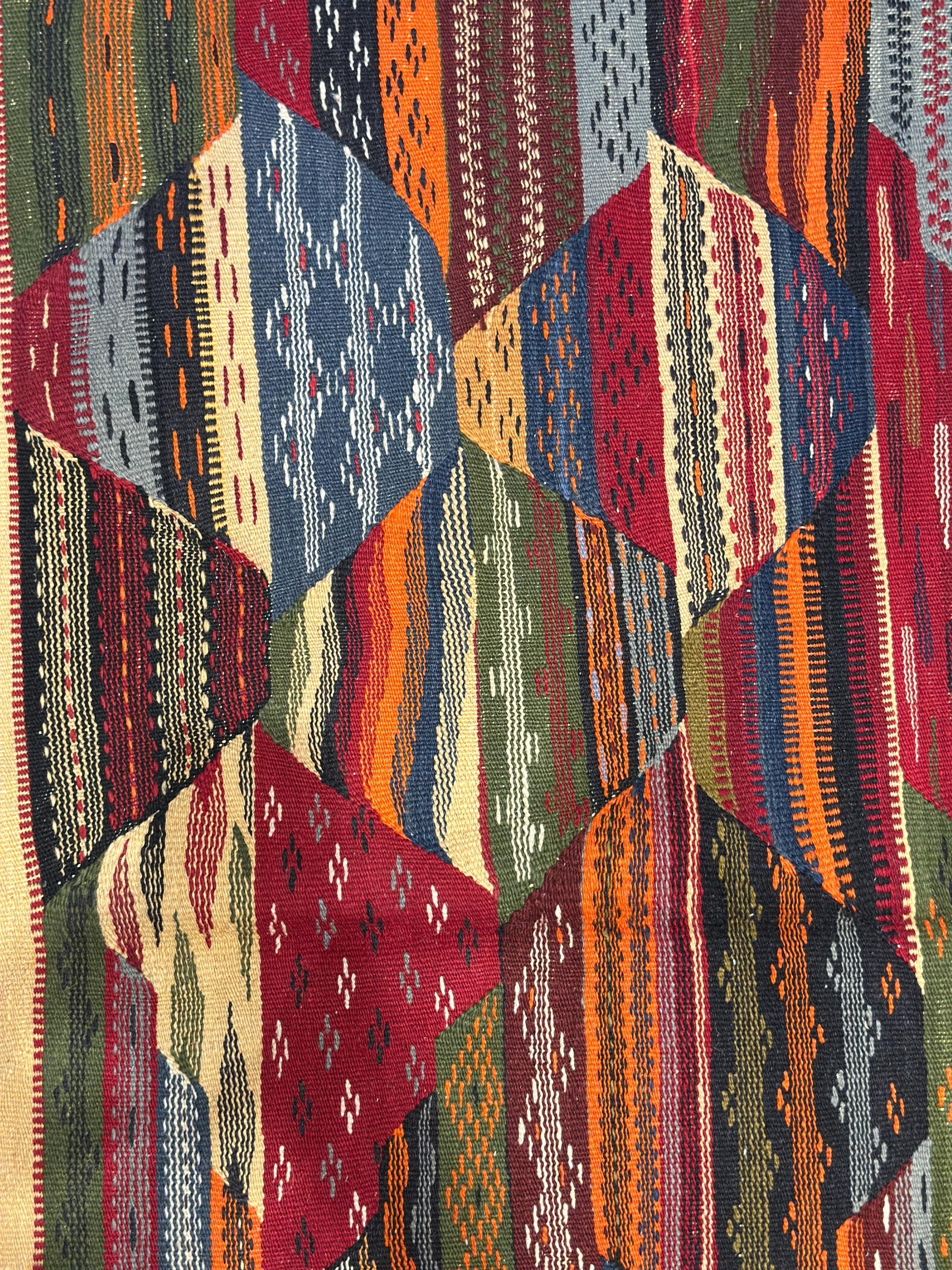 Vintage Turkish Kilim Rug, Boho Geometric Wool Area Rug (4.6 x 7.7 ft)