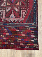 Vintage Turkish Kilim Rug, Handwoven Wool, Geometric Tribal Design (4.46 x 6.56 ft)