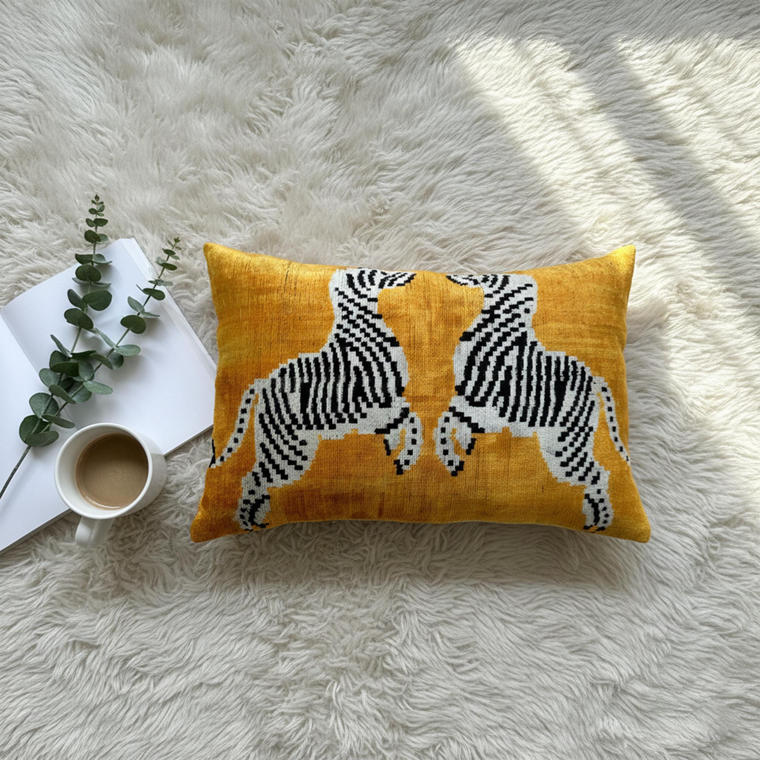 Black & White Zebra Velvet Pillow Cover 16x24