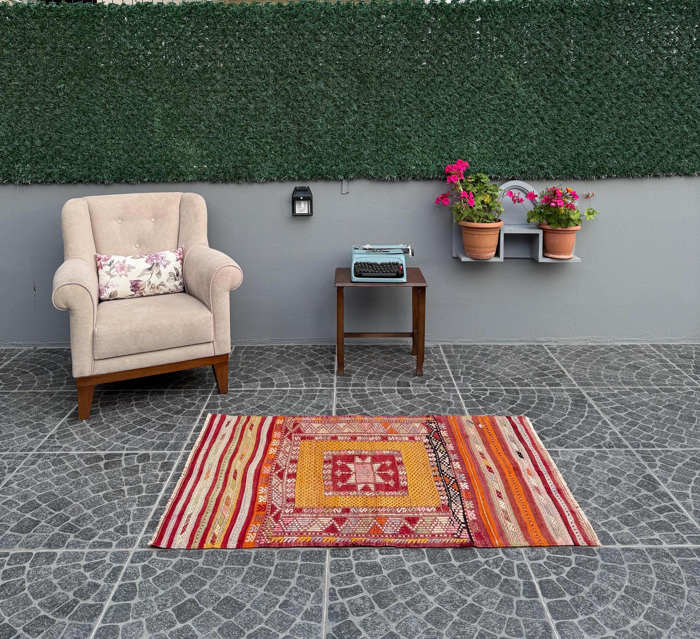 Vintage Fethiye Cicim Kilim Rug – Handwoven Turkish Rug (2.92x4.53 ft)