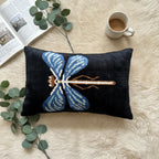 Blue Dragonfly Velvet Pillow Cover 16x24