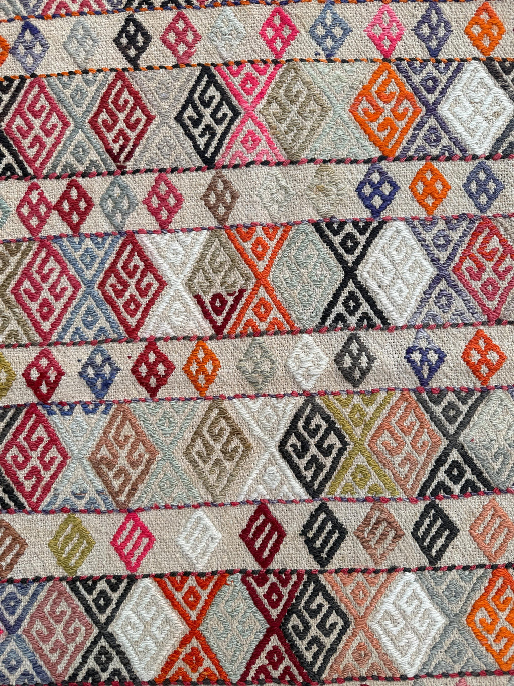 Handwoven Vintage Turkish Cicim Rug, Bohemian Tribal Wool Rug (2.72x4.04 ft)