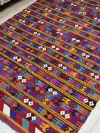 Vintage Turkish Kilim Rug, Handwoven Wool Boho Rug (4.5 x 6.8 ft)