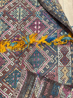 Vintage Turkish Kilim Rug, Geometric Tribal Wool Rug (4.3 x 5.9 ft)