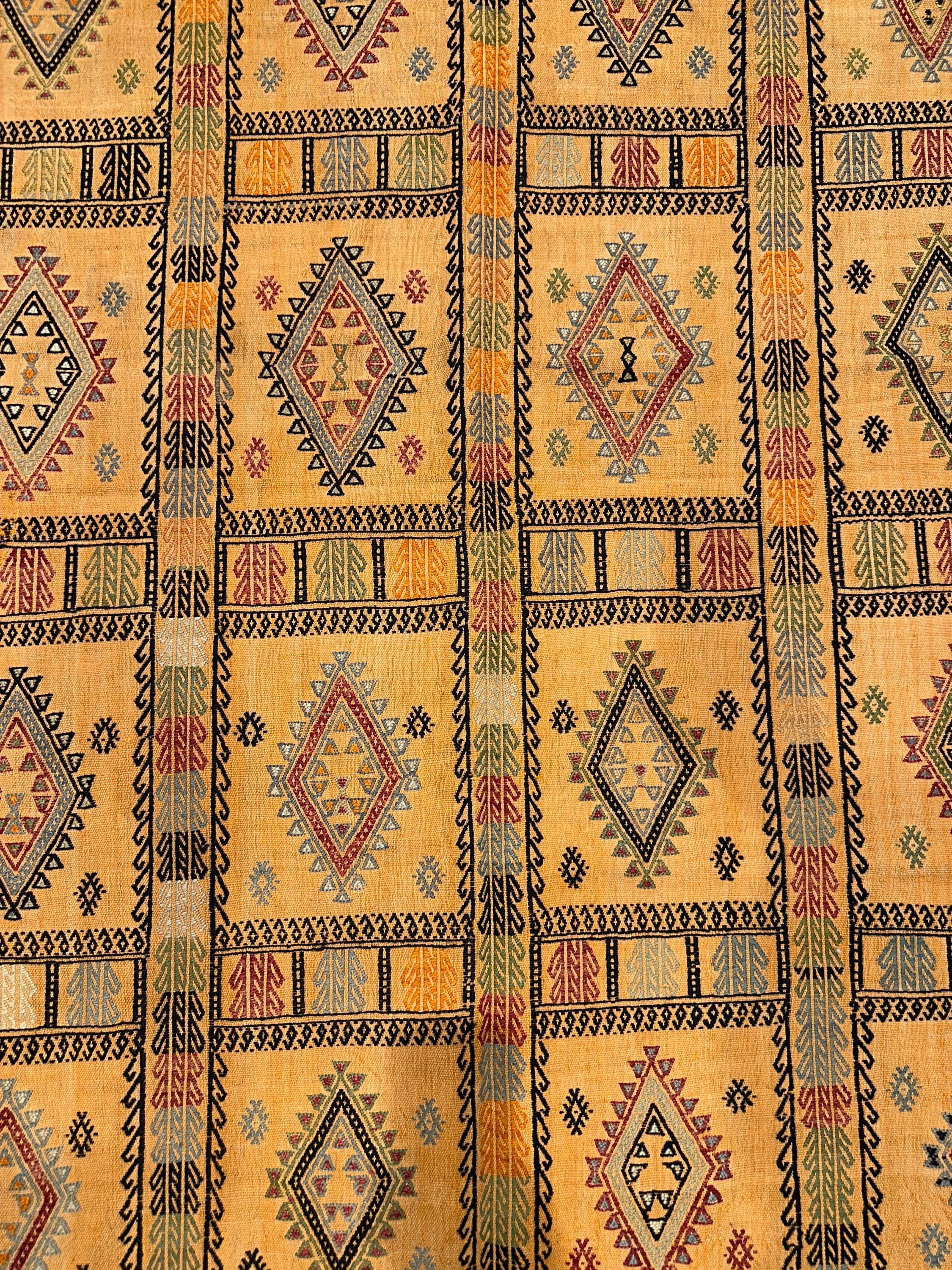 Vintage Turkish Kilim Rug, Handwoven Wool, Boho Decor (4.33x5.21 ft)