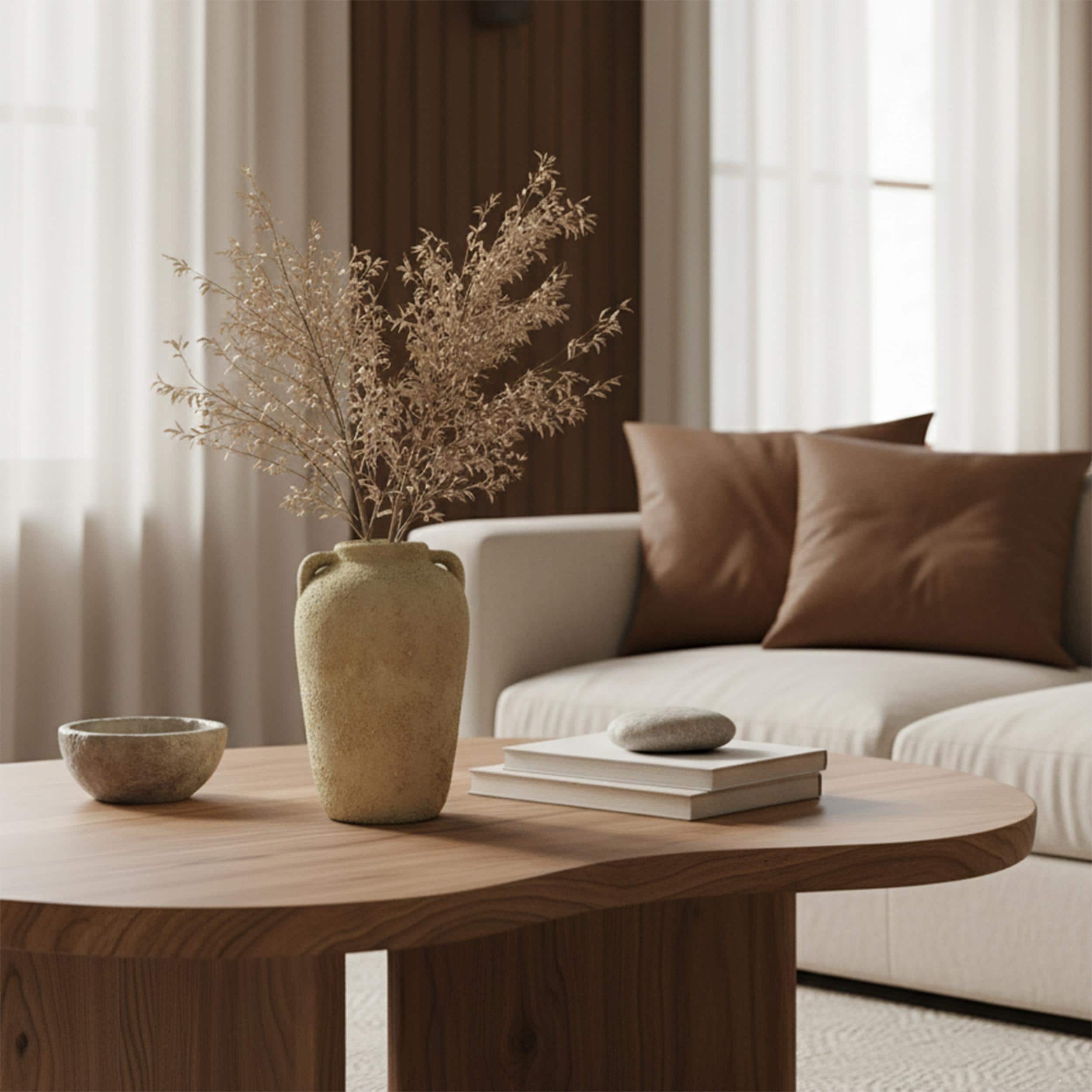 Handmade Ceramic Beige  Vase 7x10.6