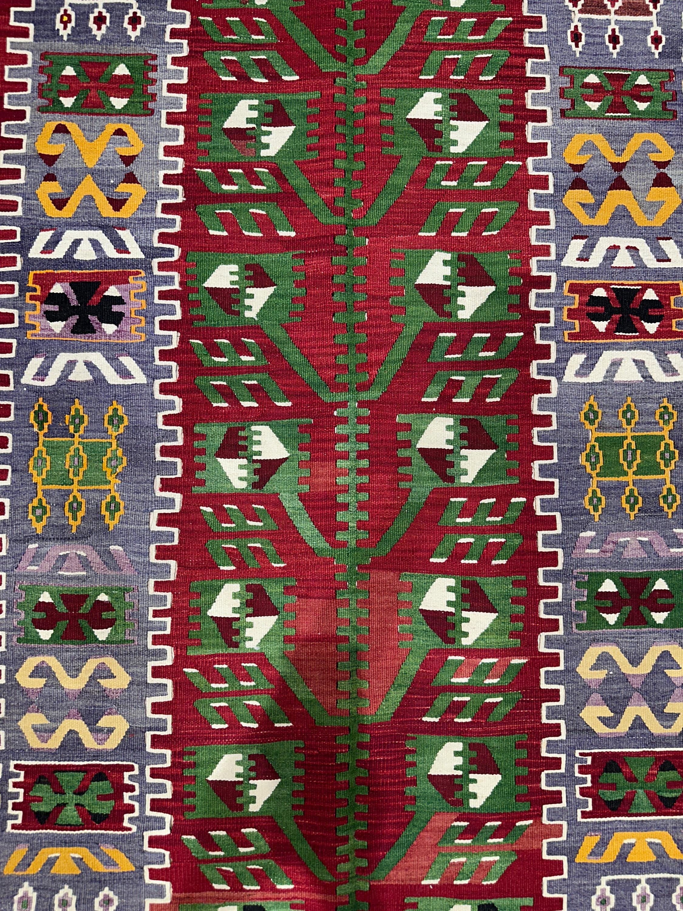 Vintage Turkish Kilim Rug, Boho Area Rug, Handwoven Wool (4.1 x 6.7 ft)