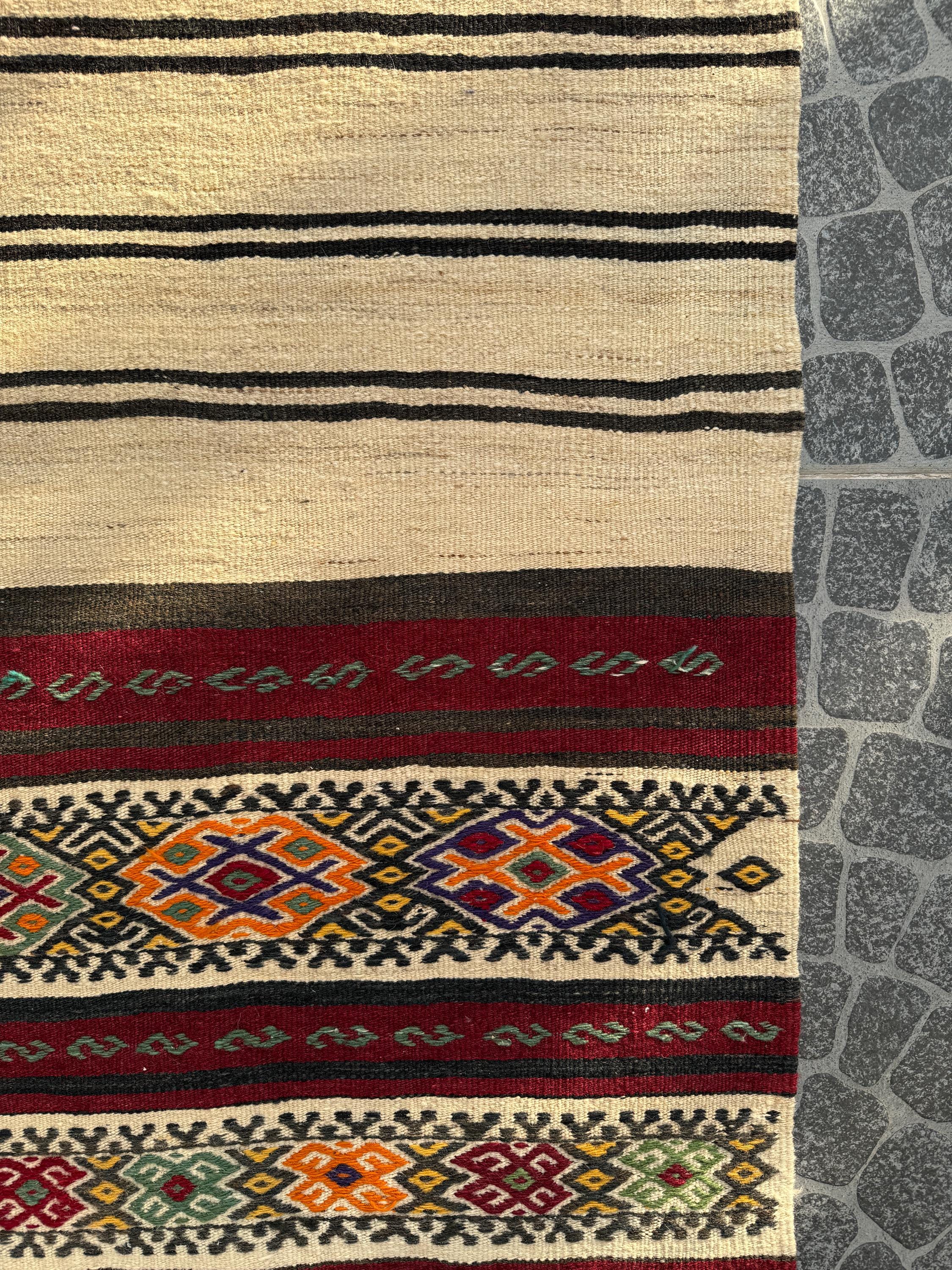 Vintage Turkish Kilim Runner Rug, Boho Decor (2.2x9.42 ft)