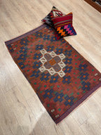 Vintage Turkish Kilim Rug, Handwoven Wool, Bohemian Area Rug (3.02x4.86 ft)