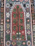 Vintage Turkish Kilim Rug, Tree of Life, Handwoven Wool (2.53x4.20 ft)