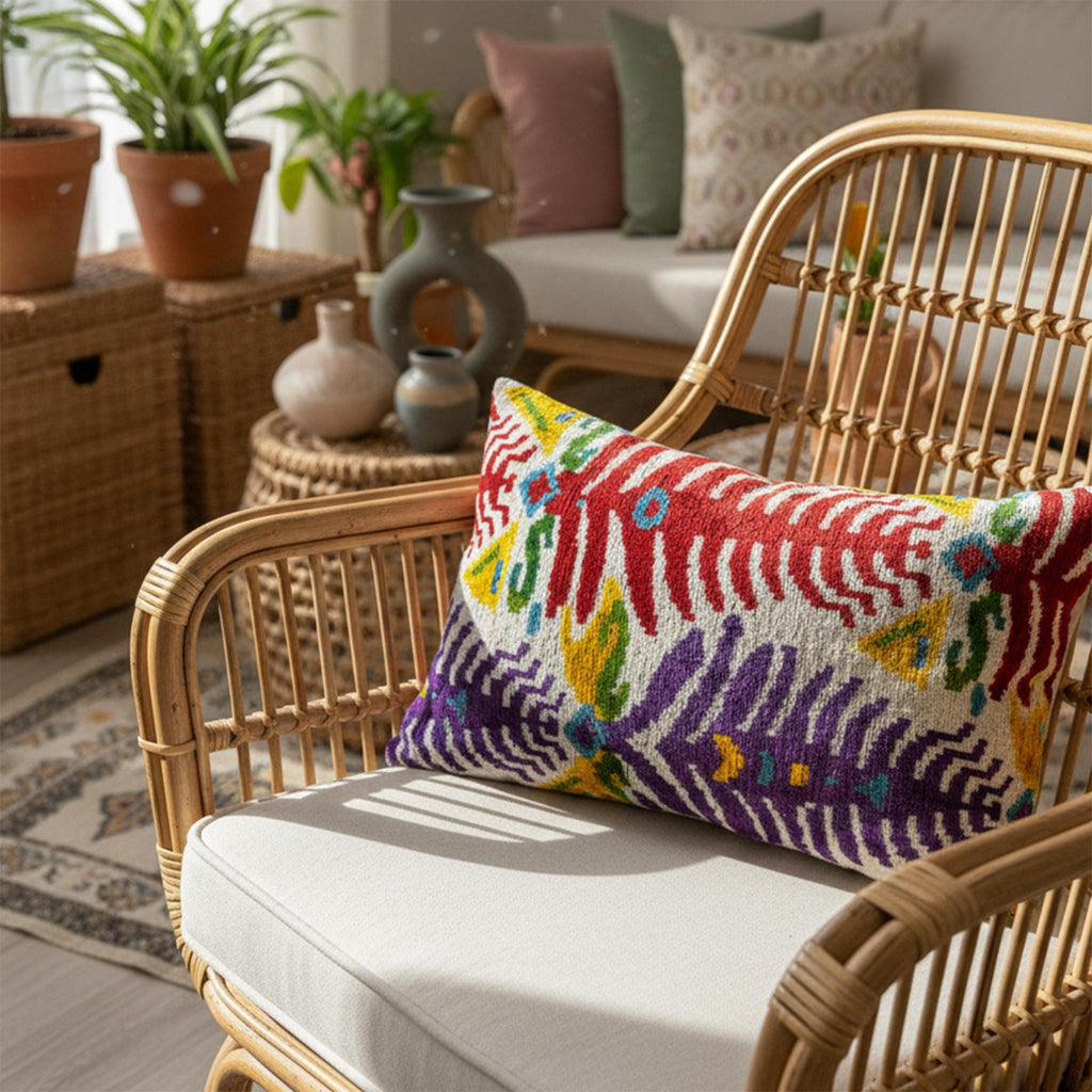 Red Purple Yellow  Velvet Pillow Cover 16x24