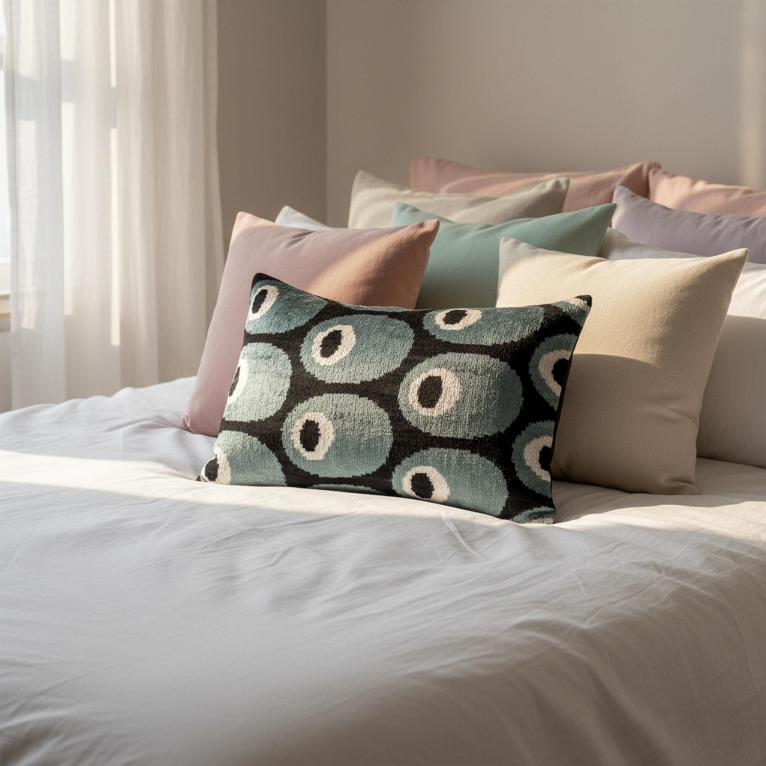 Blue Black Evil Eye Velvet Pillow Cover 16x24