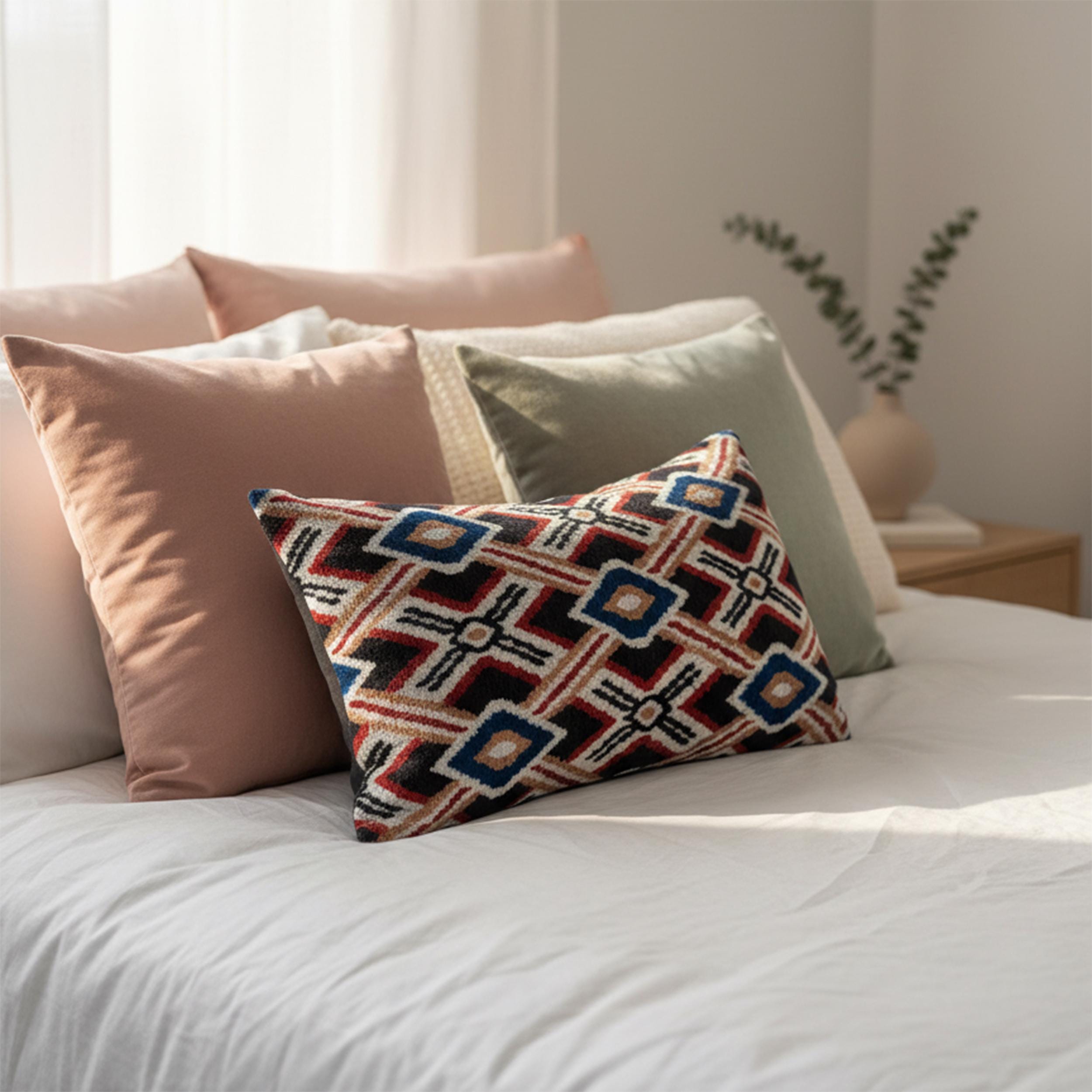 Red Black Blue  Velvet Pillow Cover 16x24