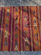 Handwoven Turkish Kilim Rug: Bohemian Geometric Vintage Accent Rug (4x6)