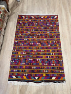 Vintage Turkish Kilim Rug, Handwoven Wool Boho Rug (4.5 x 6.8 ft)