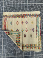 Handwoven Turkish Kilim Rug, Bohemian Geometric Accent Rug (2.89x2.95 ft)