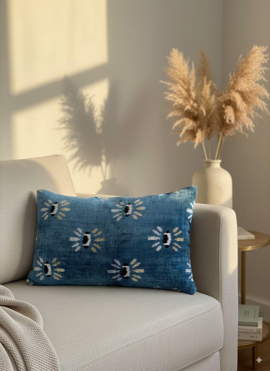 Blue Velvet Pillow Cover 16x24