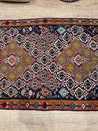 Vintage Turkish Kilim Rug, Handwoven Wool, Tribal Diamond Design (3.8 x 6.2 ft)