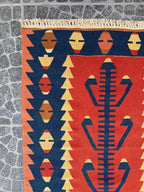 Vintage Turkish Kilim Rug: Handwoven Wool, Tree of Life Motif (2.72x7.78 ft)