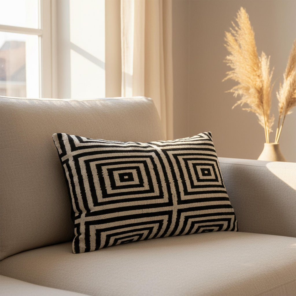 Black and White Velvet Pillow Cover 16x24