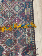 Vintage Turkish Kilim Rug, Geometric Tribal Wool Rug (4.3 x 5.9 ft)