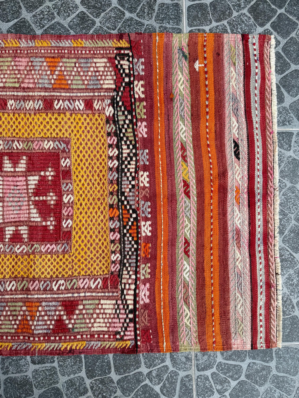 Vintage Fethiye Cicim Kilim Rug – Handwoven Turkish Rug (2.92x4.53 ft)