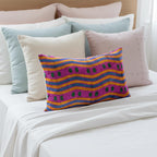 Pink Yellow Green Wavy Velvet Pillow Cover 16x24