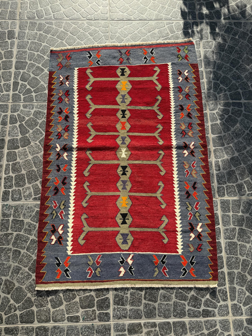 Vintage Handwoven Turkish Kilim Rug, 3.12x4.66 ft, Wool Rug