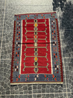 Vintage Handwoven Turkish Kilim Rug, 3.12x4.66 ft, Wool Rug