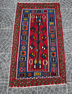 Vintage Tree of Life Kilim Rug, Turkish Handwoven Wool (3.93x6.66ft)