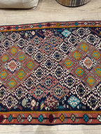 Vintage Turkish Kilim Rug, Handwoven Wool, Tribal Diamond Design (3.8 x 6.2 ft)