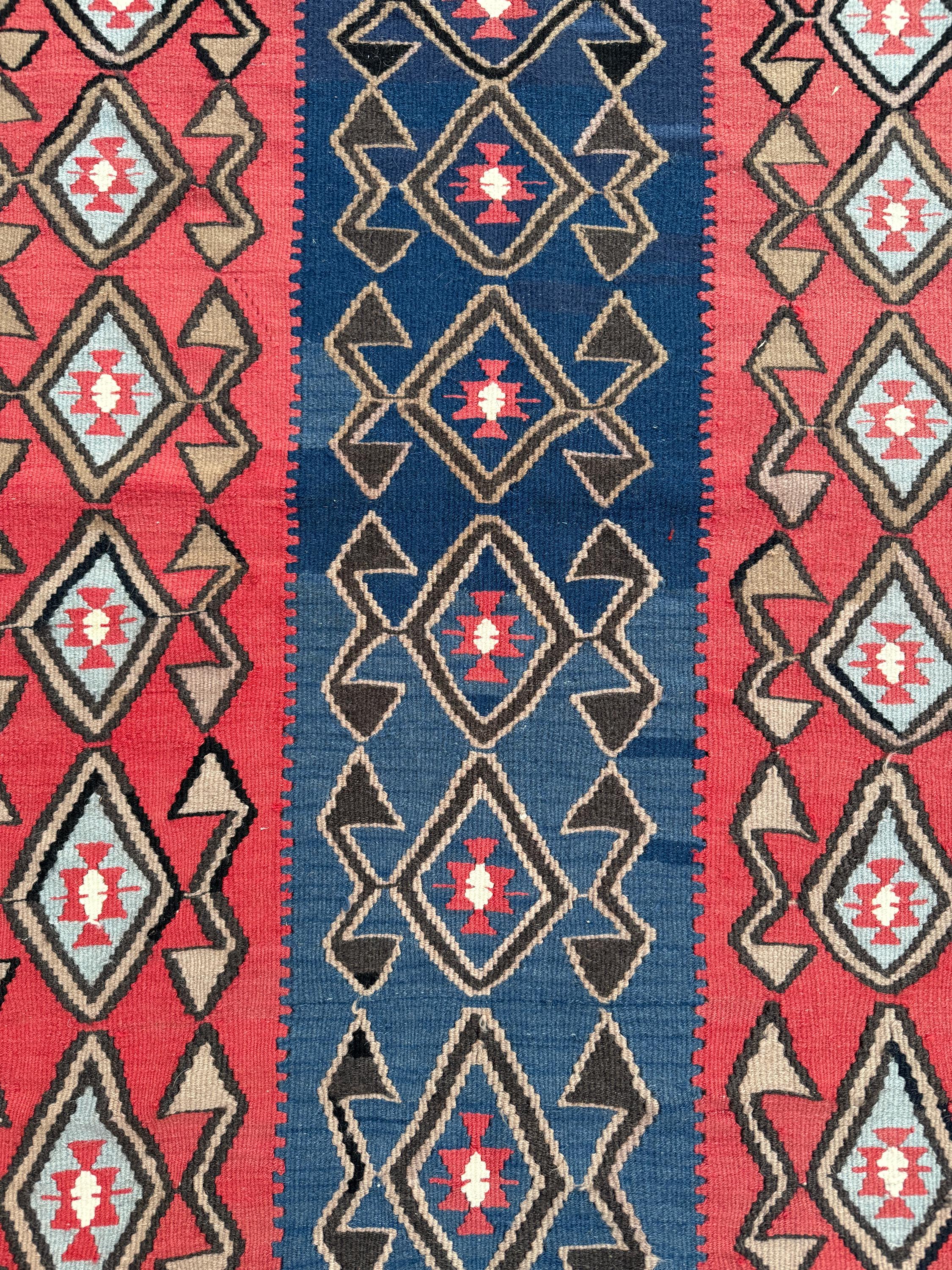 Vintage Handwoven Turkish Kilim Rug, Amulet Star Motifs, 3.44x5.41 ft