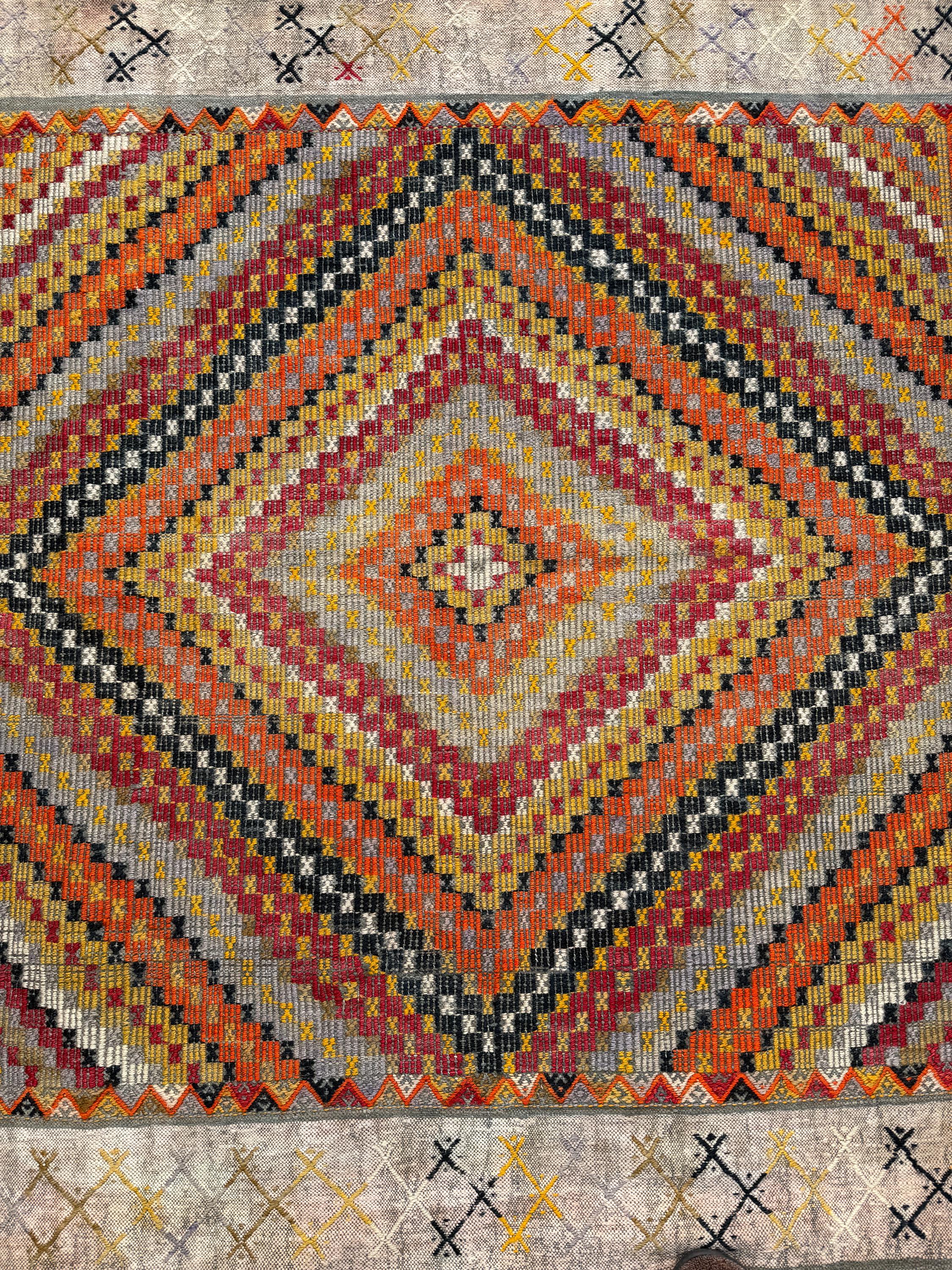 Vintage Turkish Kilim Rug, Handwoven Cicim, Bohemian Decor (4.00x4.66 ft)