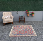 Handwoven Turkish Kilim Rug, Vintage Star Motif (3.64 x 4.33 ft)