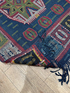 Vintage Turkish Kilim Rug, Handwoven Wool Area Rug (4.20x5.70 ft)